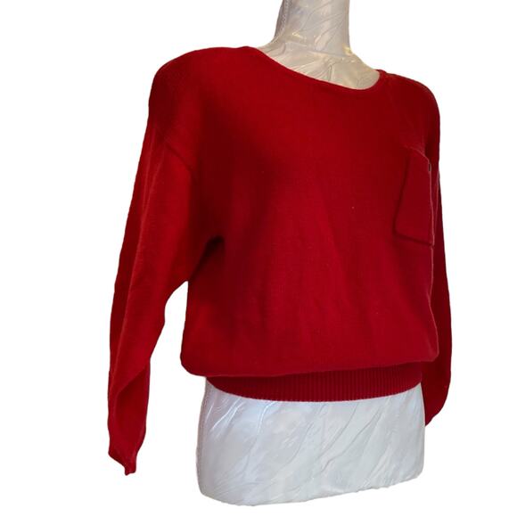 Vintage Y2K Victoria Jones Red Knit Cropped 3/4 Sleeve Knit Sweater Shirt Sz PM - Picture 3 of 16